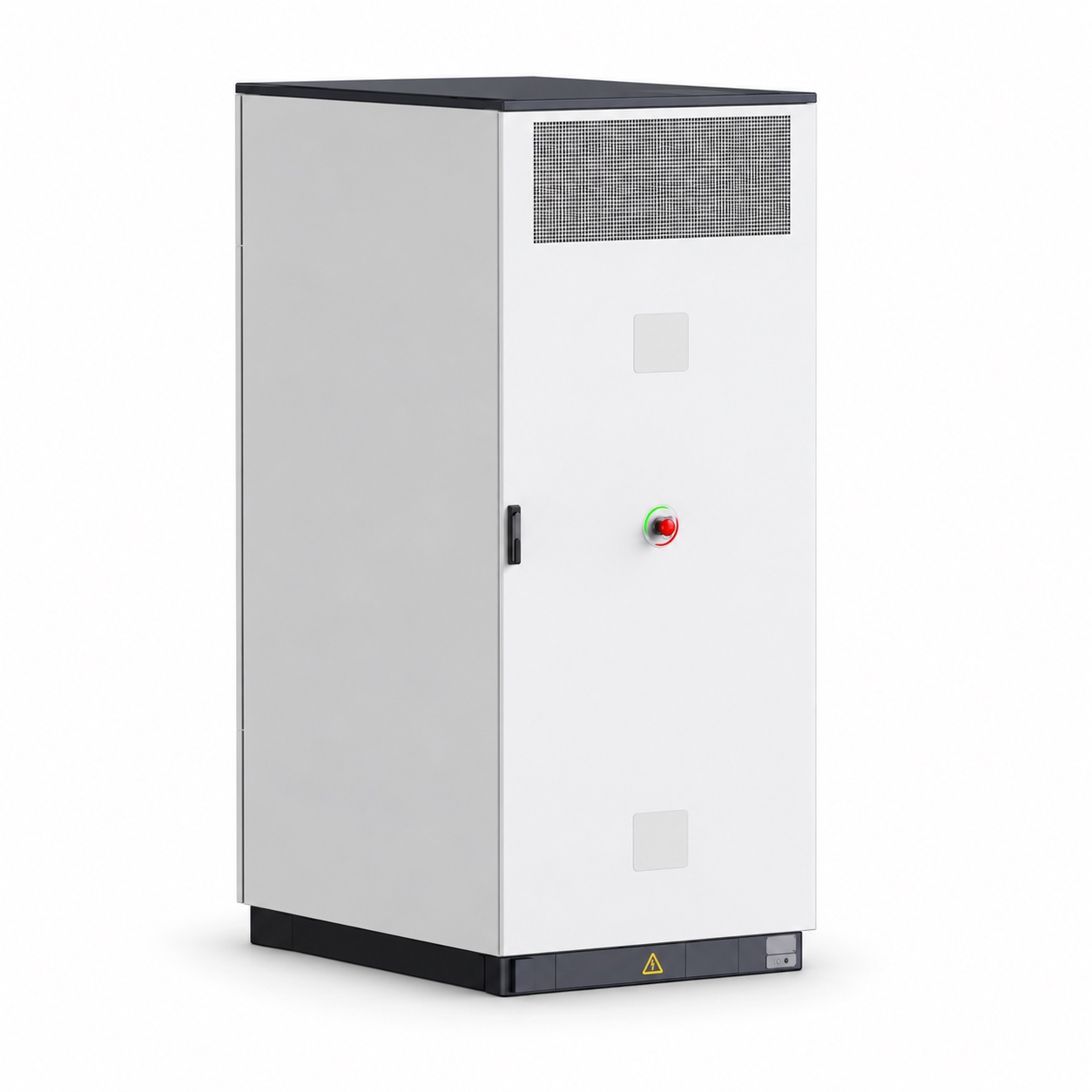 HESS-261-2h fully liquid-cooled commercial storage cabinet with upper grille, emergency stop and lower safety label; branding removed