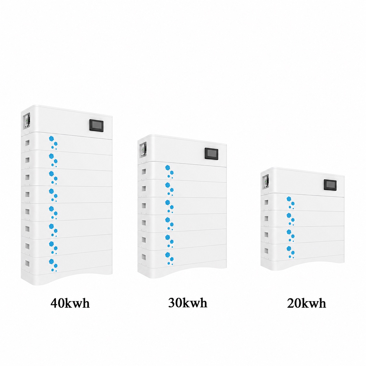 ES-KHS high-voltage stacked battery family showing four-, six- and eight-module configurations