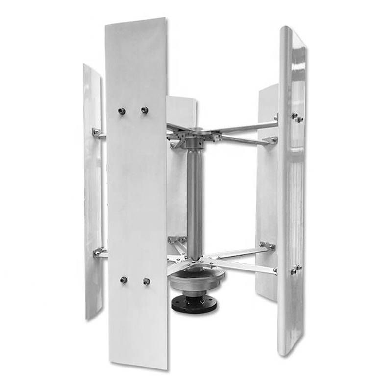 NE-H-series vertical-axis turbine supplier image showing aluminium blades and generator assembly